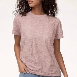ARITZIA Wilfred flora lace semi-sheer Tarascon crewneck top blouse dust pink XXS